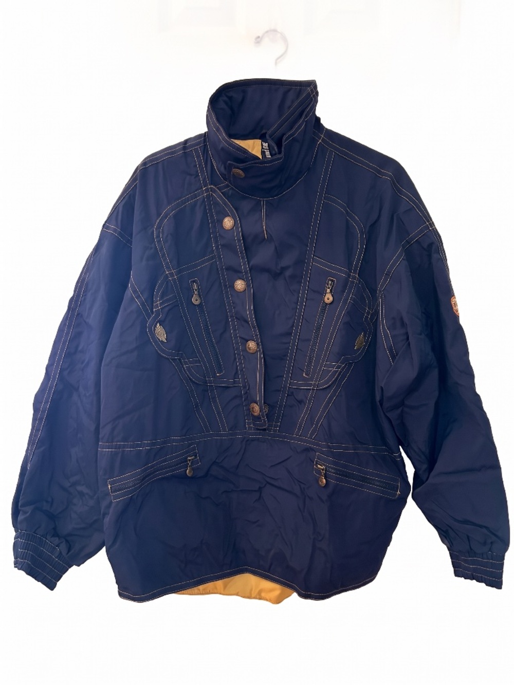 Emmegi Vintage 90s Navy & Gold Ski Jacket — Men's L, 1/2 Zip NWOT